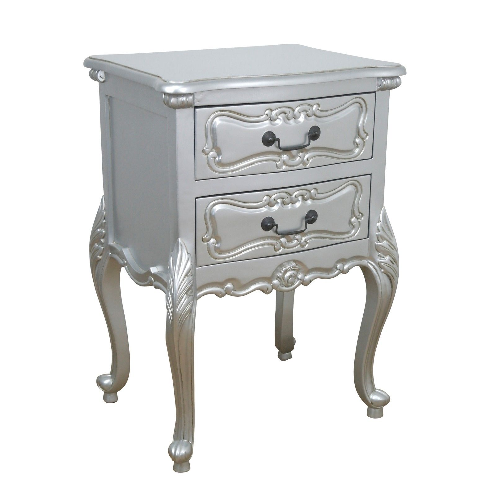 Rococo Silver Carved Bedside