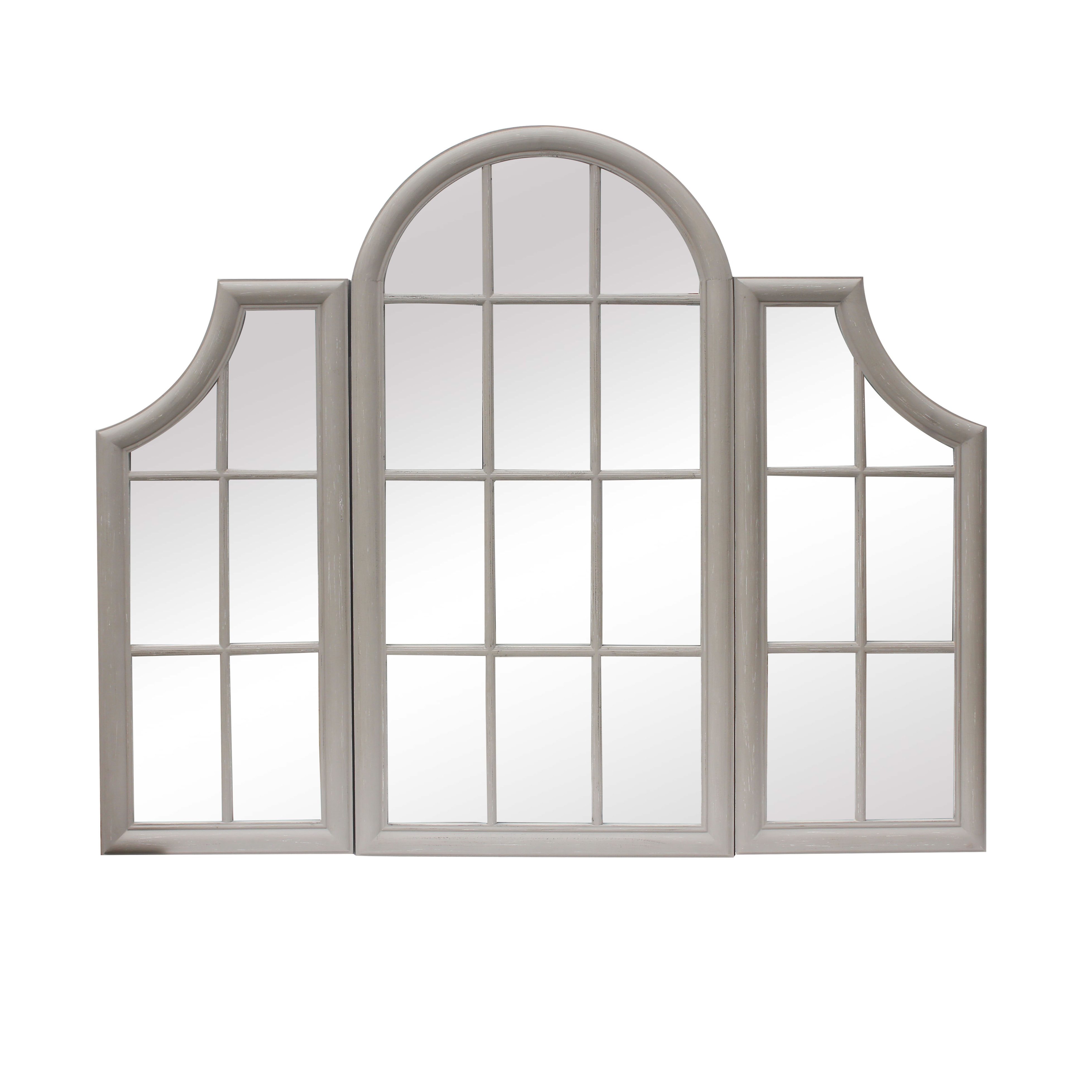 Triple Window Frame Mirror Stone Grey Glasstone Furniture