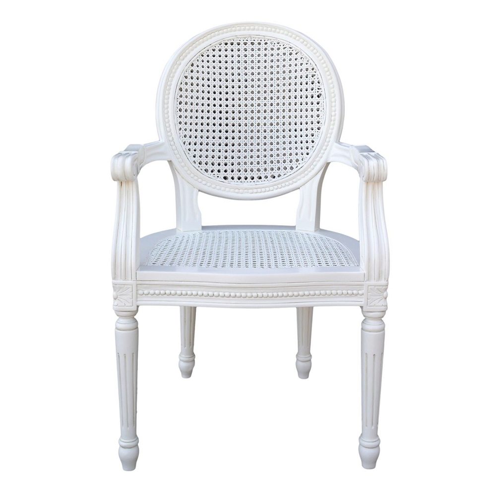 Chateau White Rattan Dining / Bedroom Arm Chair