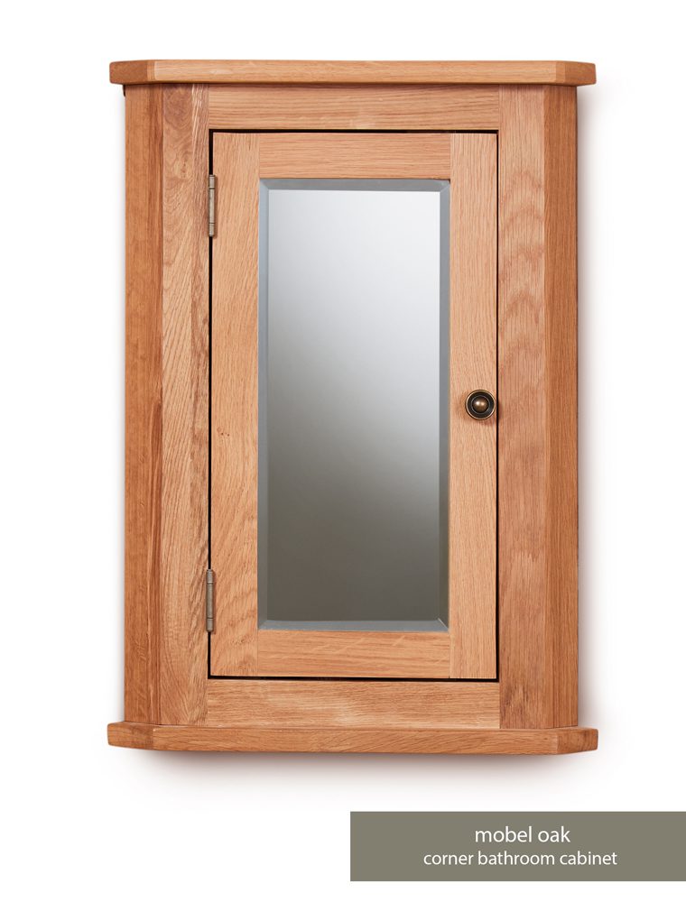 Bathroom Collection – Solid Oak Mirrored Corner Wall Cabinet
