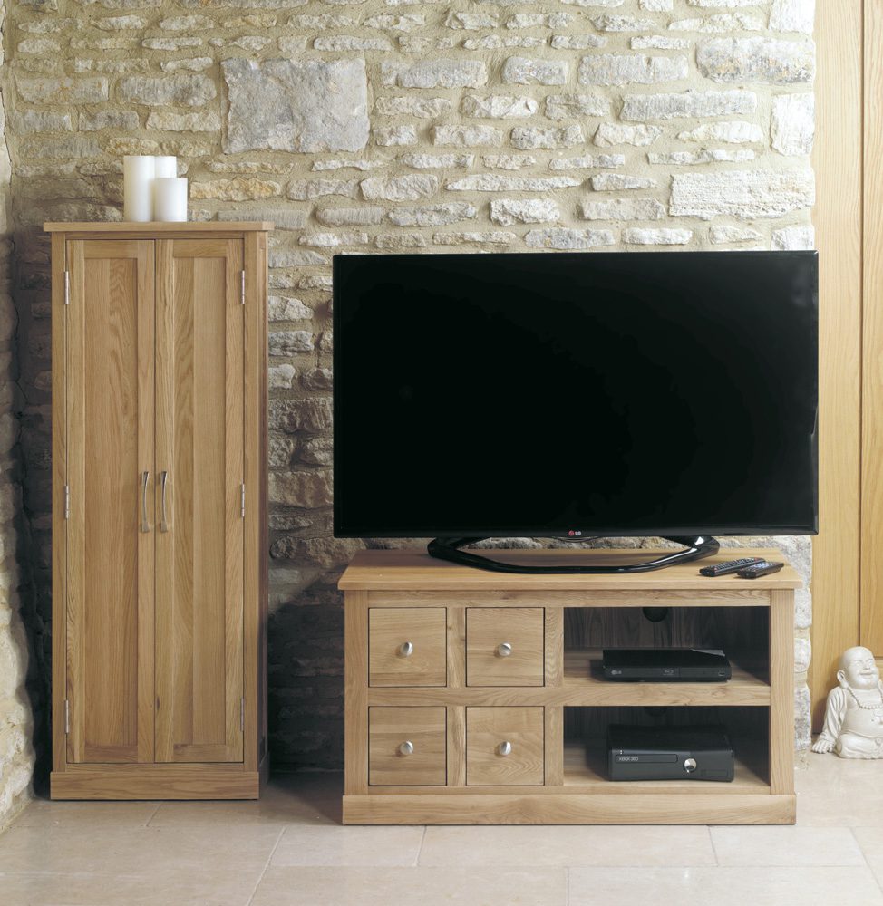 Mobel Oak Four Drawer Television Cabinet