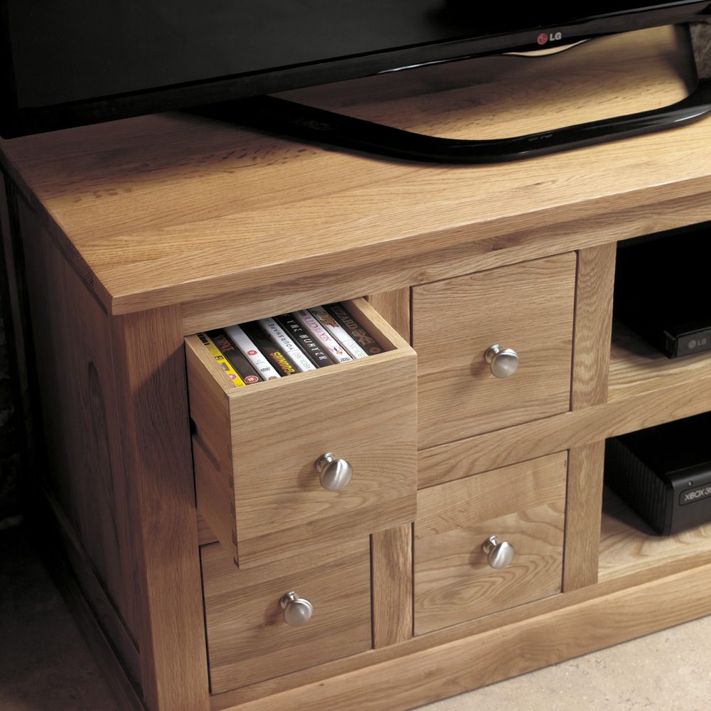 Mobel Oak Four Drawer Television Cabinet