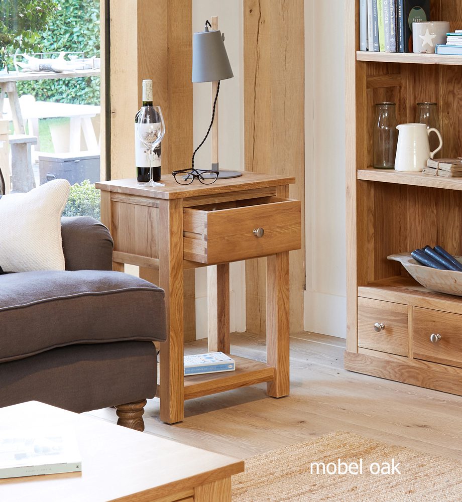 Mobel Oak One Drawer Lamp Table