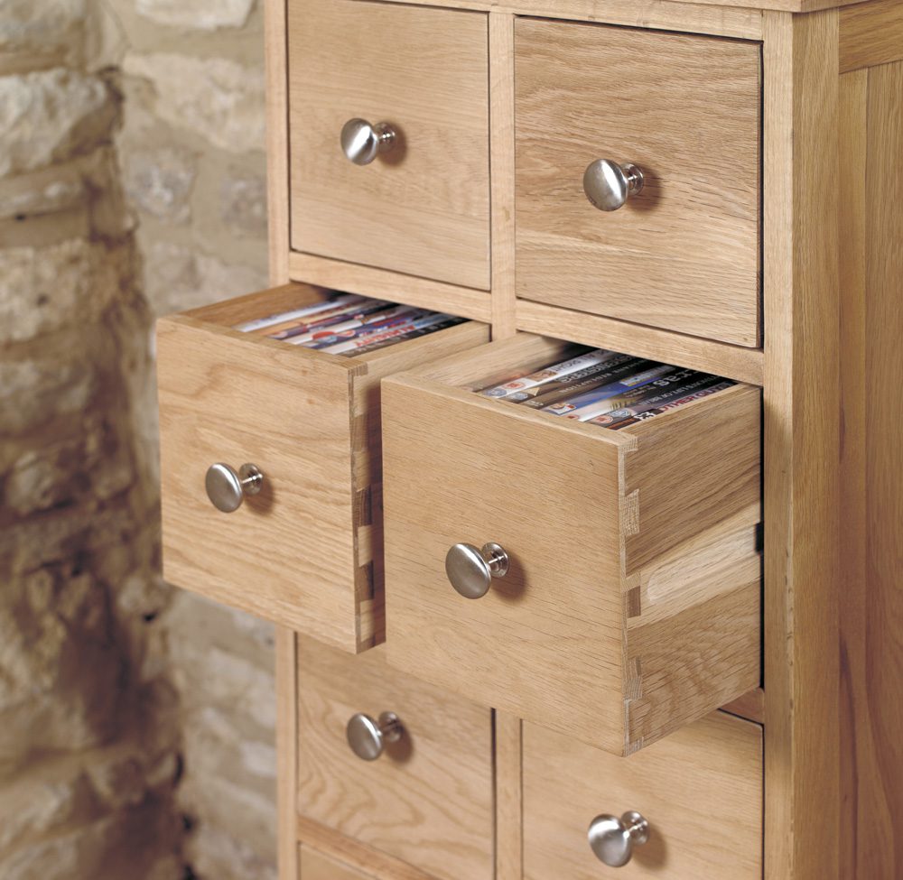 Mobel Oak Multi-Drawer DVD / CD Storage Chest