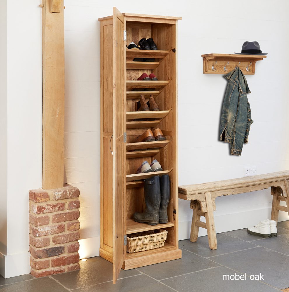 Mobel Oak Tall Shoe Cupboard