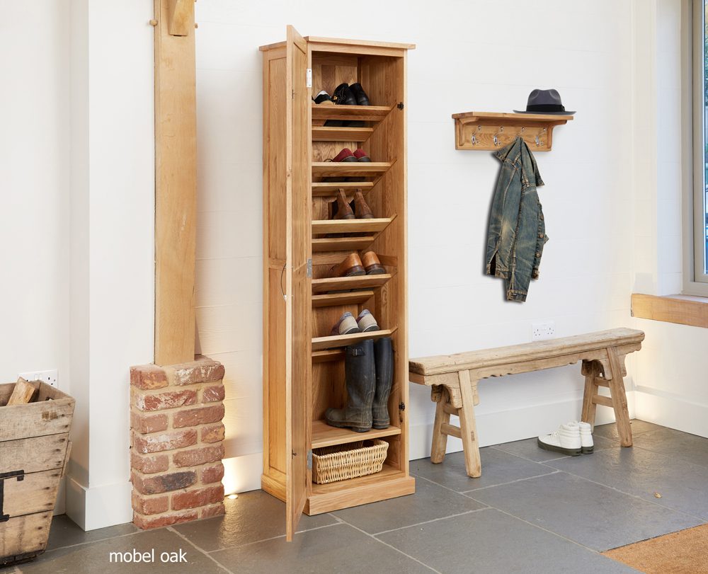 Mobel Oak Tall Shoe Cupboard