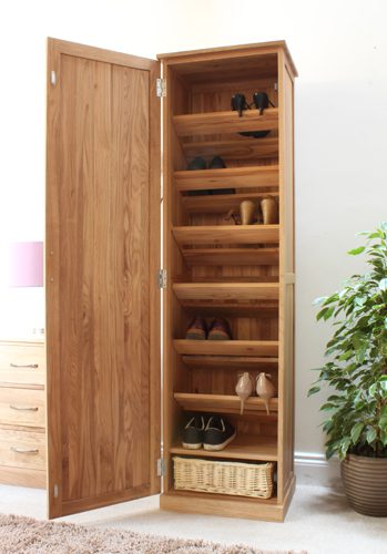 Mobel Oak Tall Shoe Cupboard