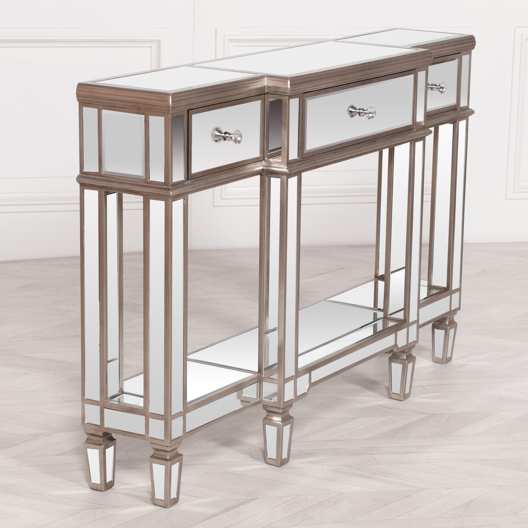 Champagne Silver Mirror Console Table Glasstone Furniture