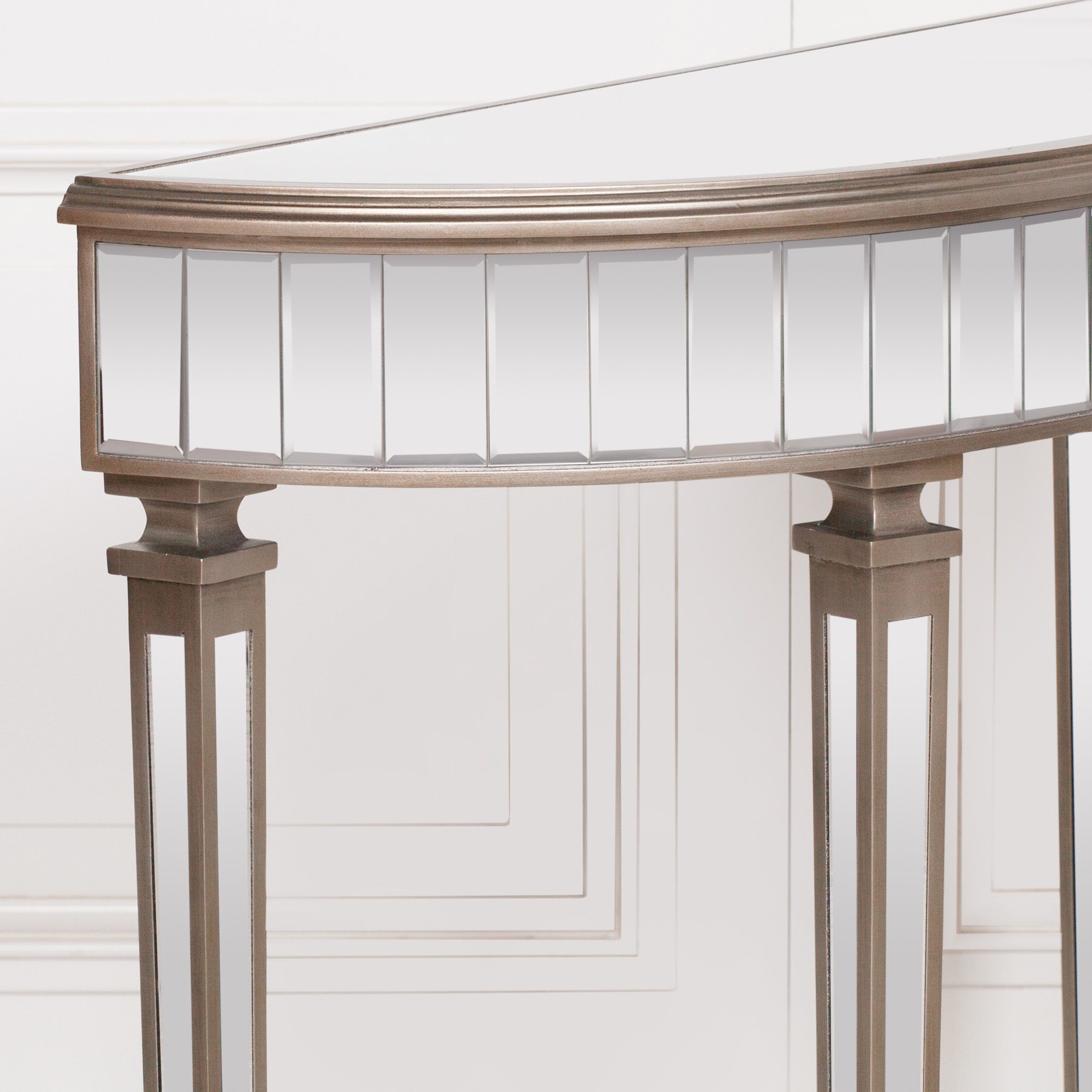 Champagne Silver Half Moon Hall Table Glasstone Furniture