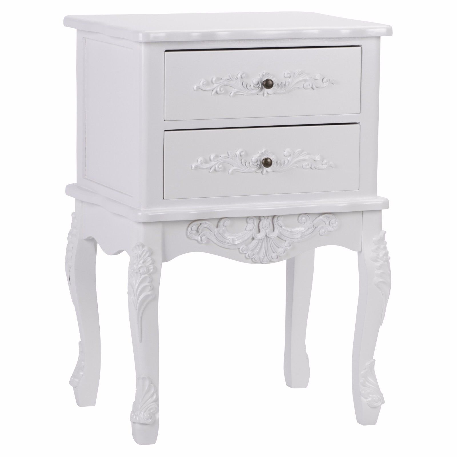 French White 2 Drawer Bedside