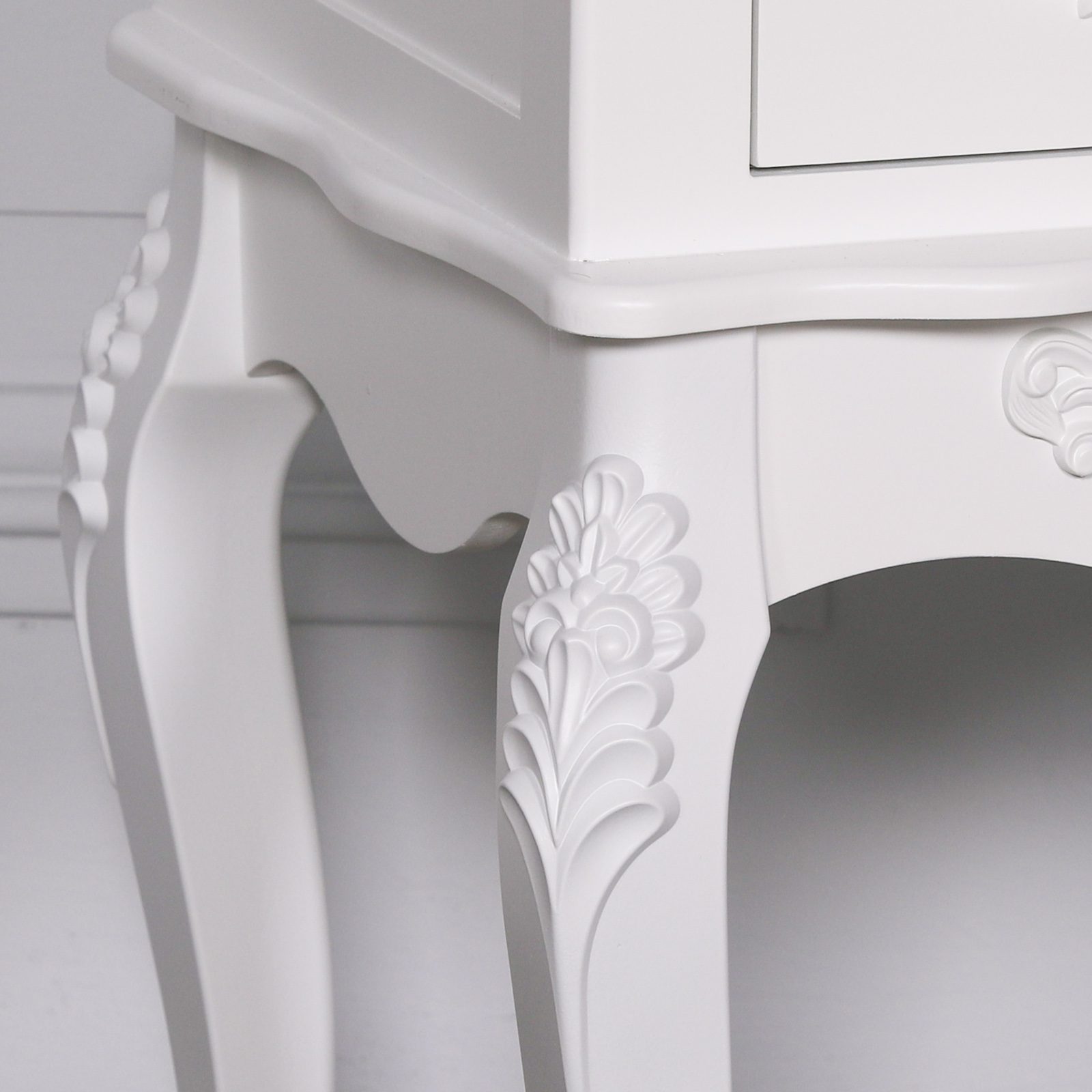 French White 2 Drawer Bedside