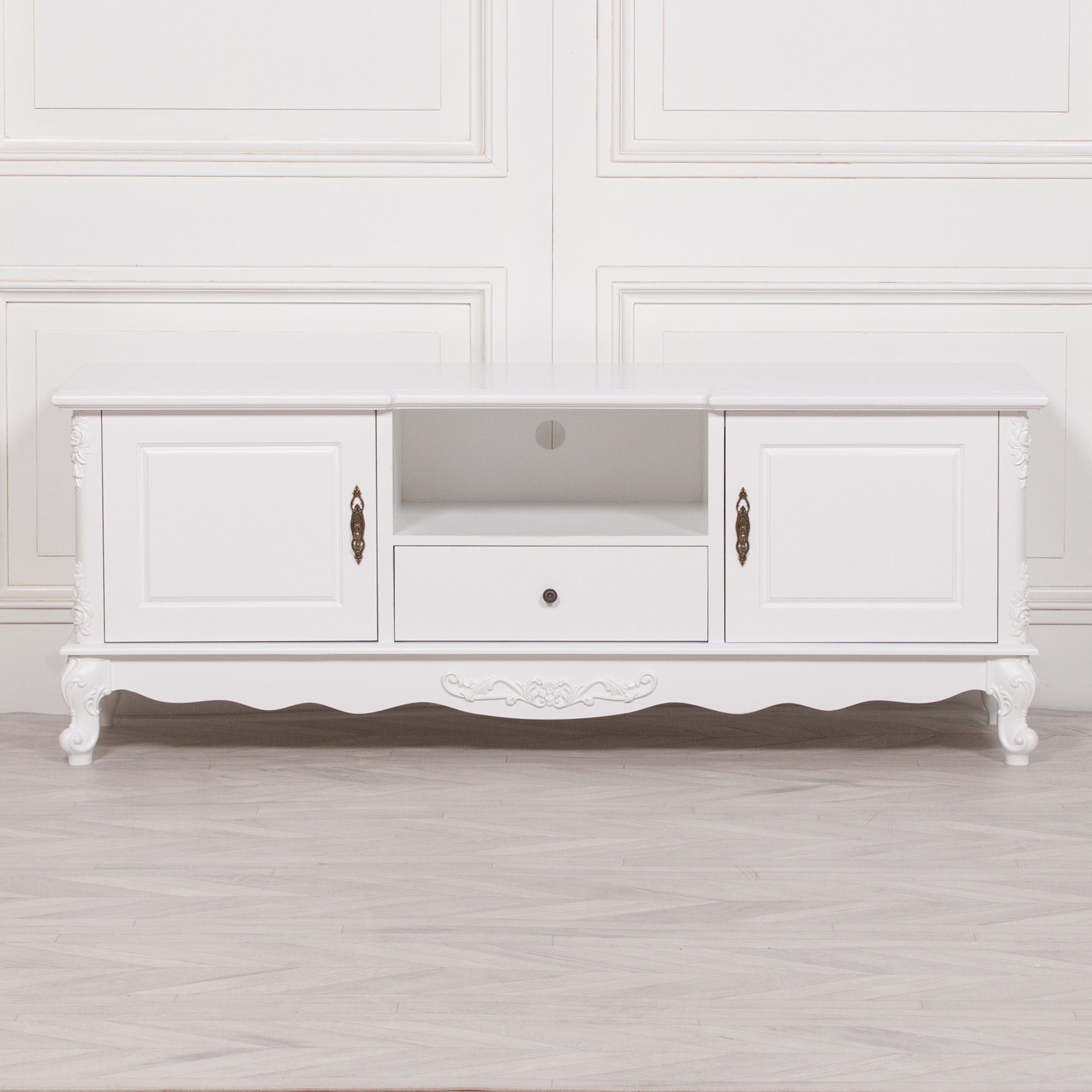 French White Large Cabinet TV Unit