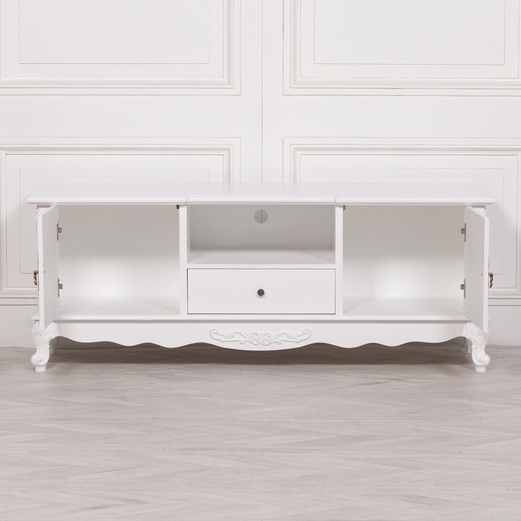 French White Large Cabinet TV Unit