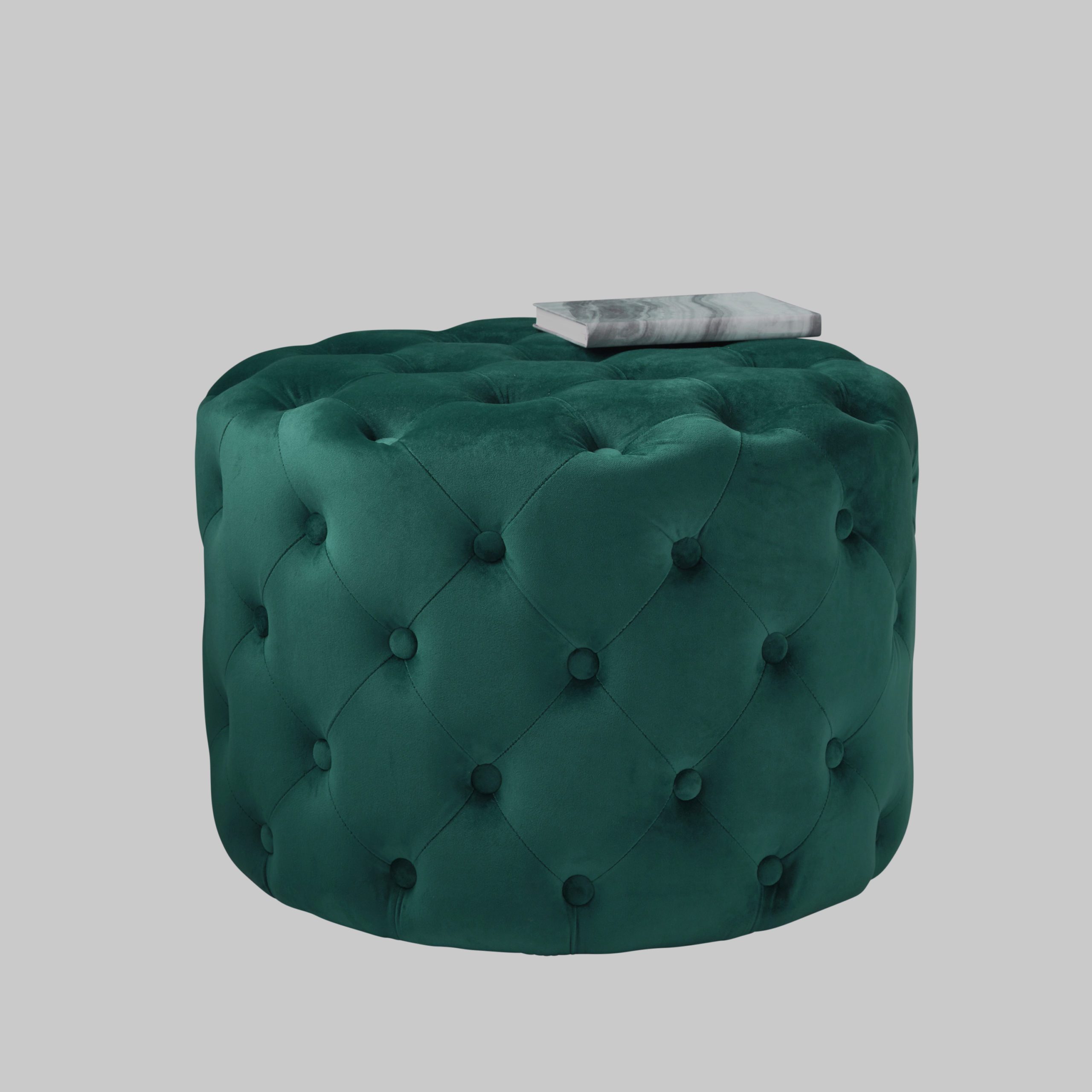 Green Tufted Velvet Stool