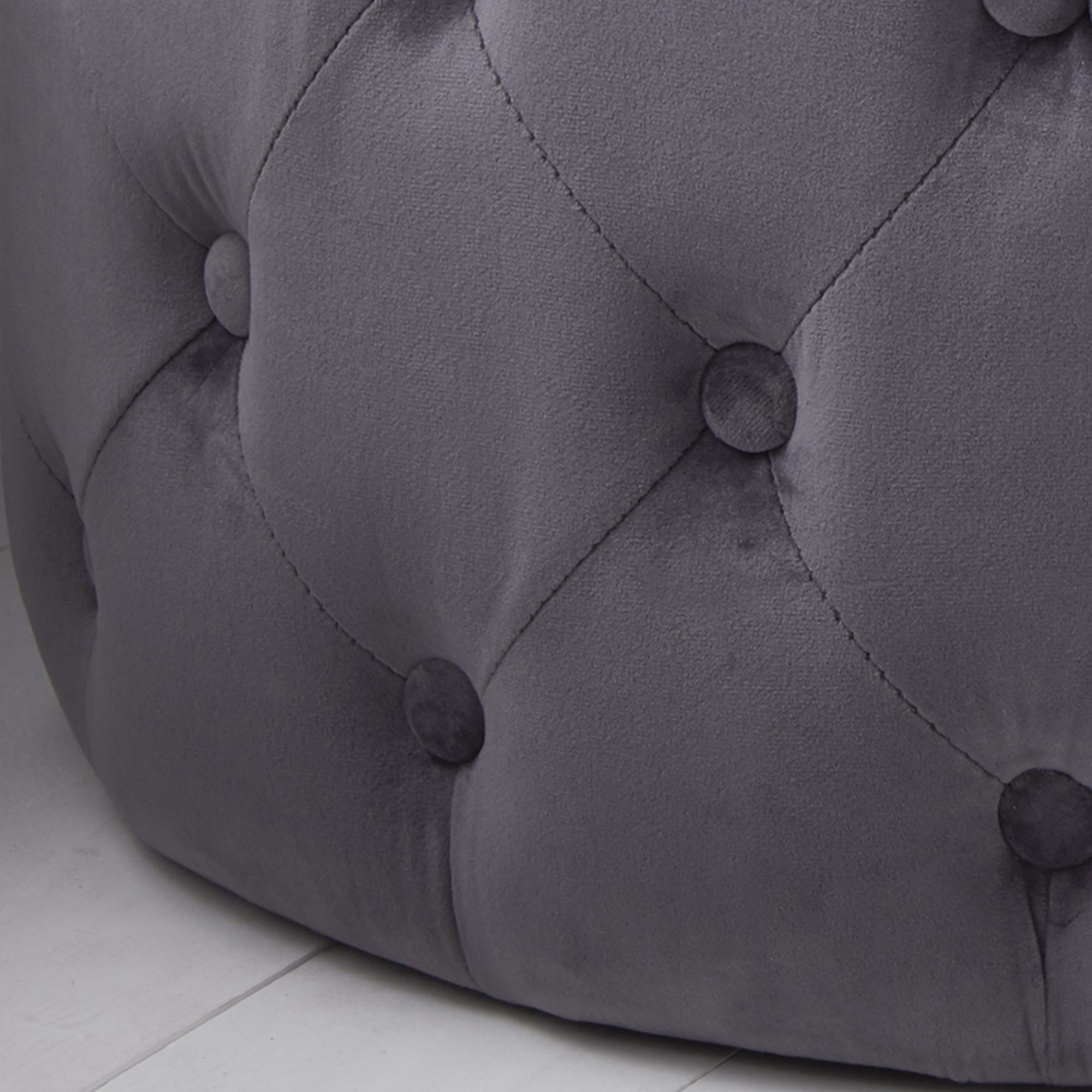 Grey Tufted Velvet Pouffe