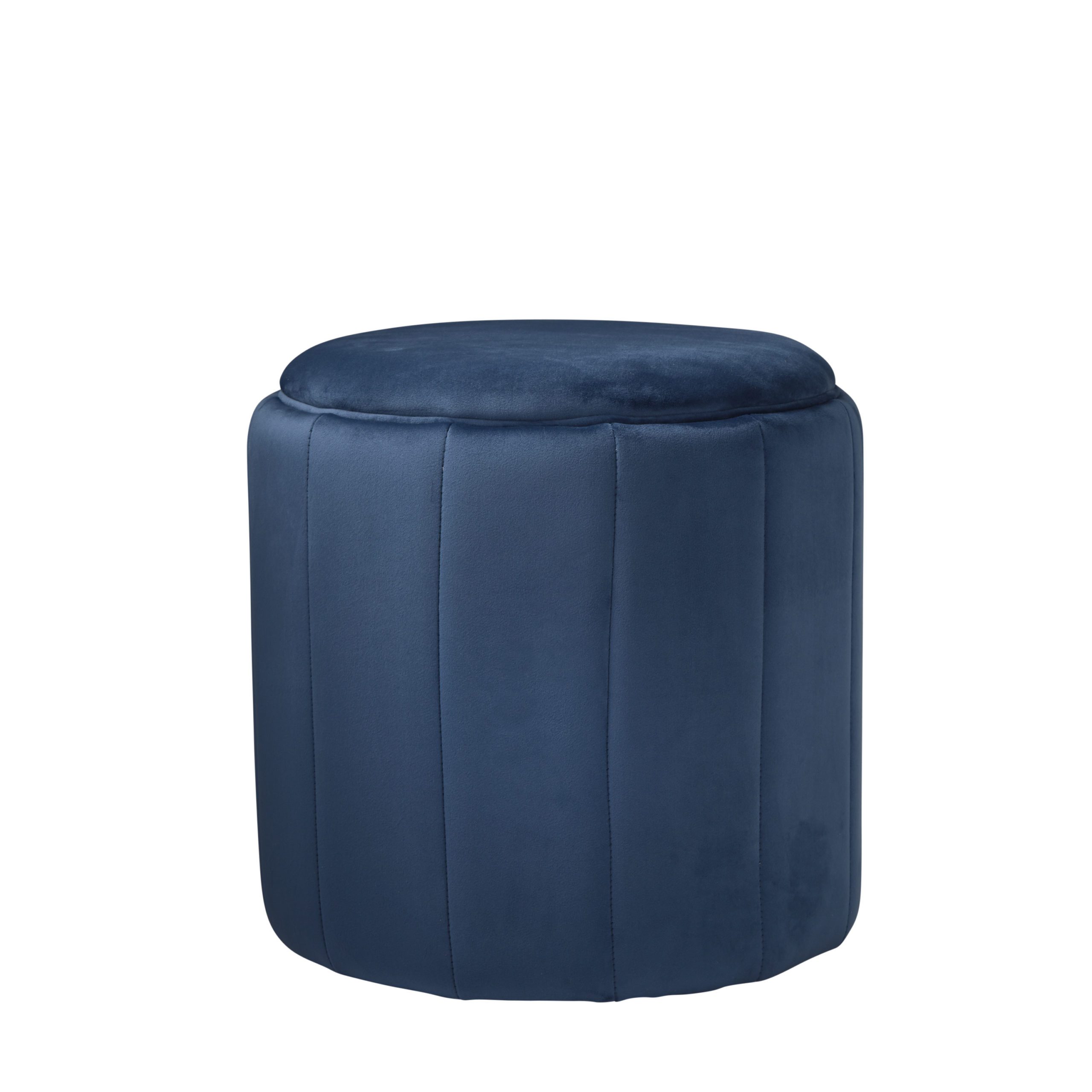 Round Mystique Blue Plush Stool