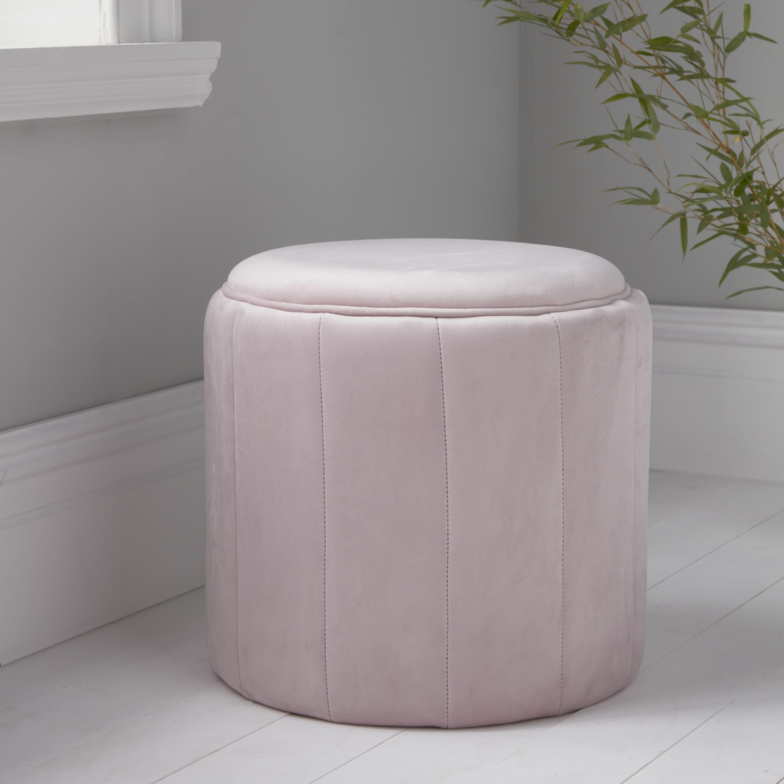 Round Pastel Pink Plush Stool