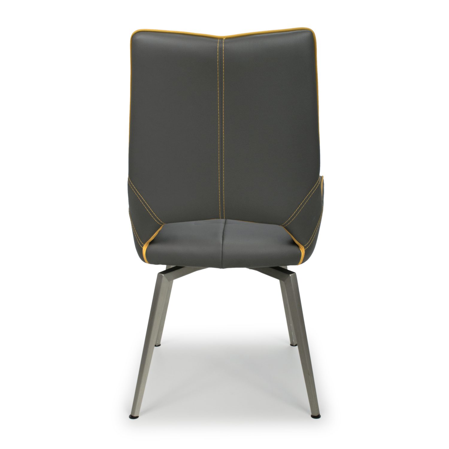 Mako Swivel Leather Effect Yellow Bar Chair
