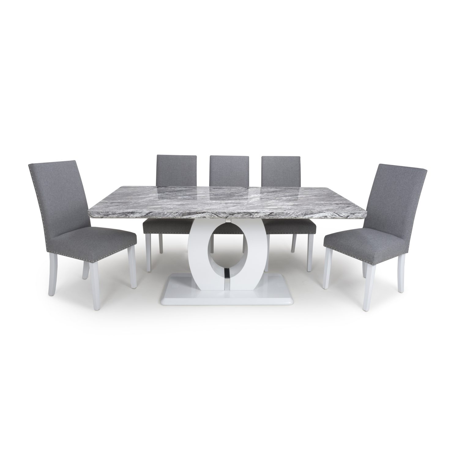 Neptune Large Marble Effect Grey/White Dining Table