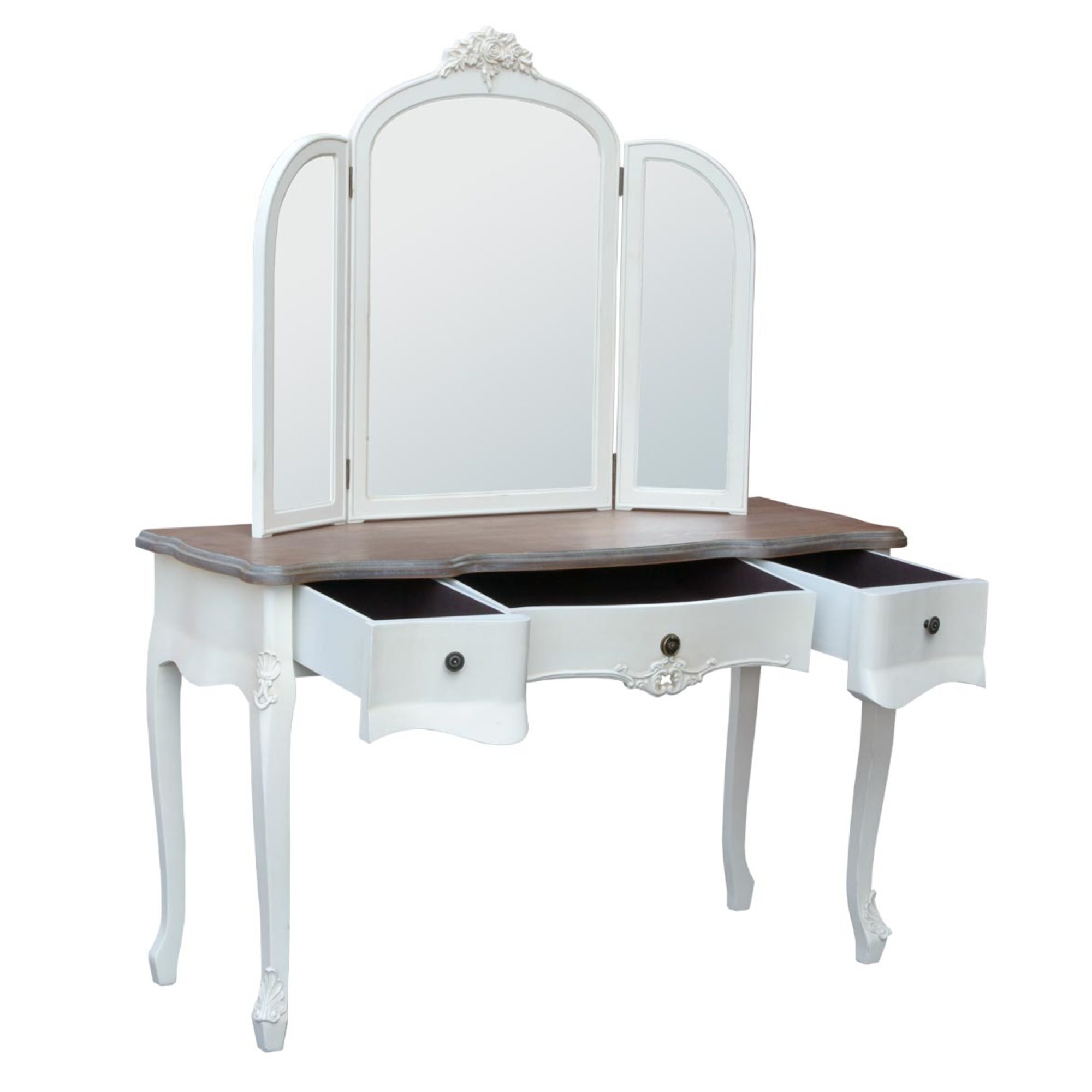 Appleby Dressing Table with Triple Mirror – White