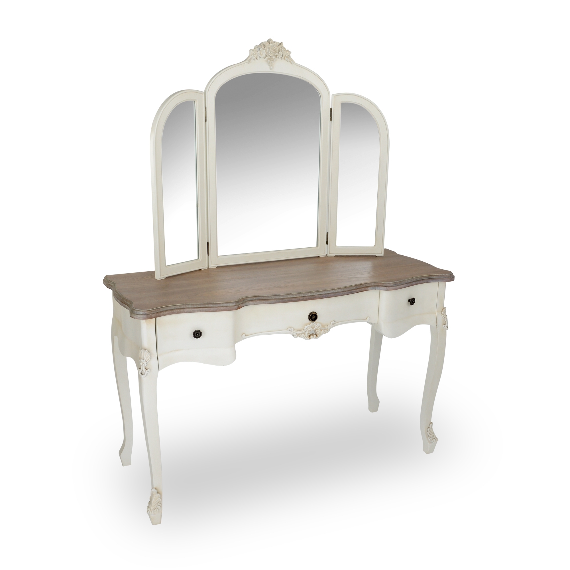 Appleby Dressing Table with Triple Mirror & Stool – White