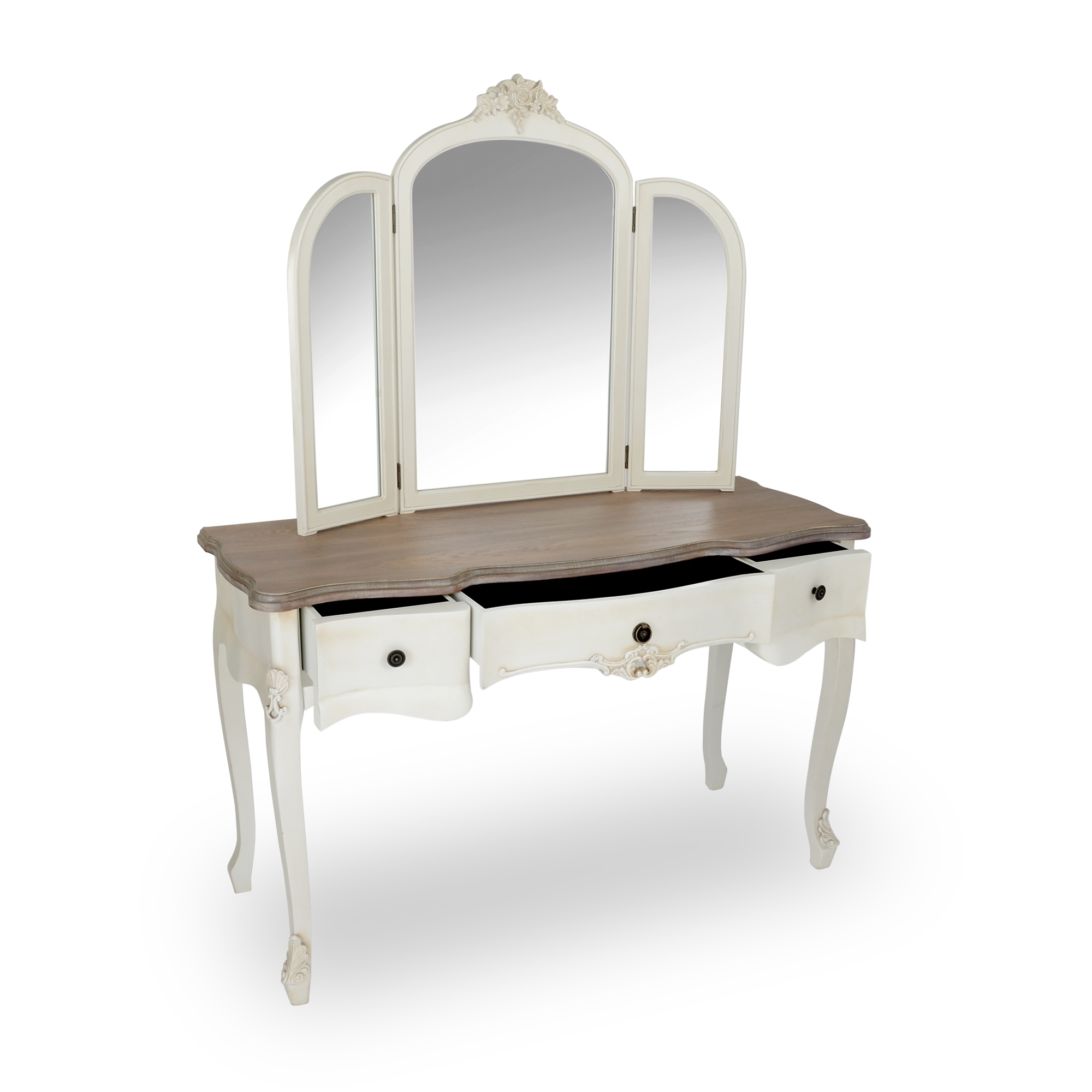 Appleby Dressing Table with Triple Mirror & Stool – White