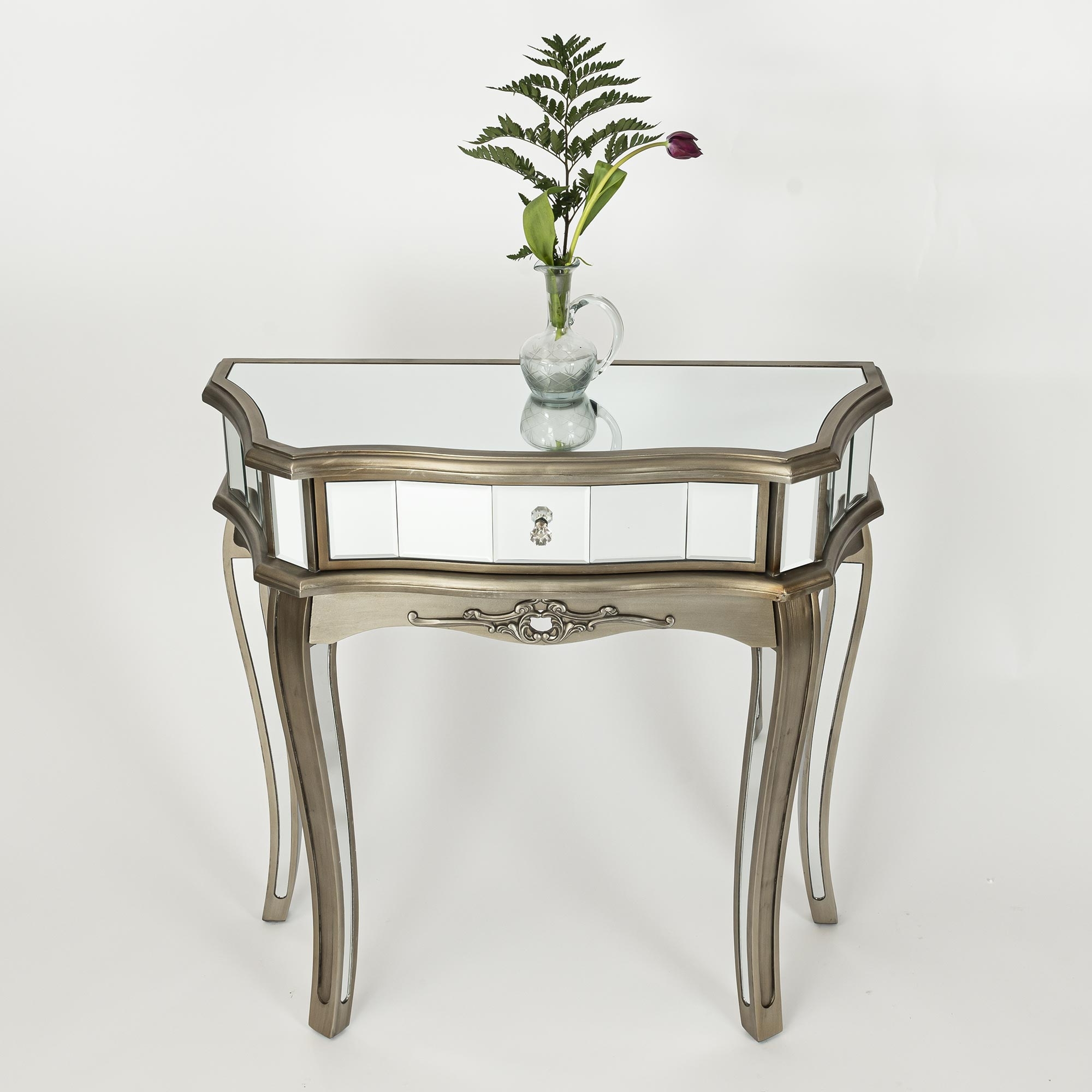 Annabelle Mirrored Dressing Table – Antique Silver