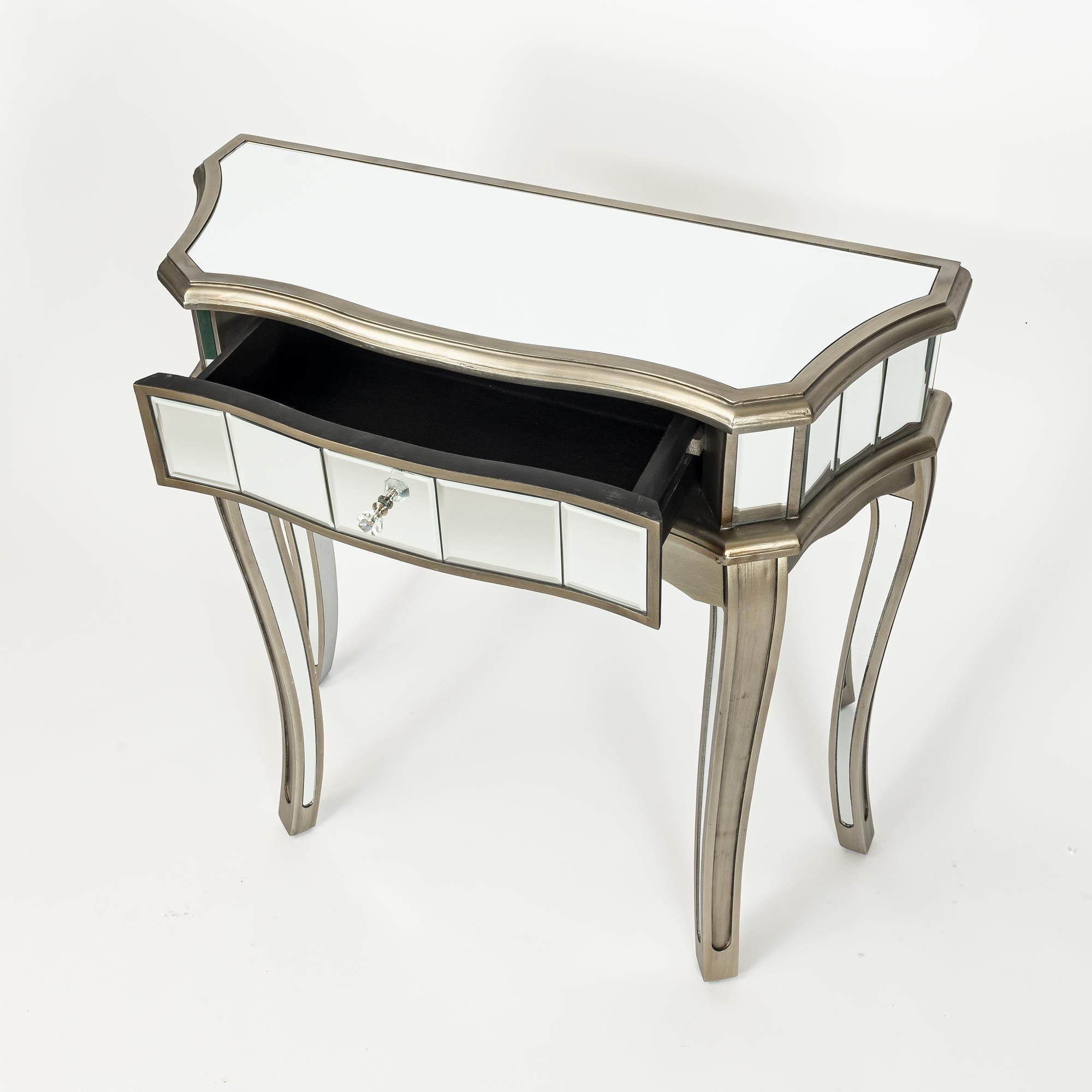 Annabelle Mirrored Dressing Table – Antique Silver