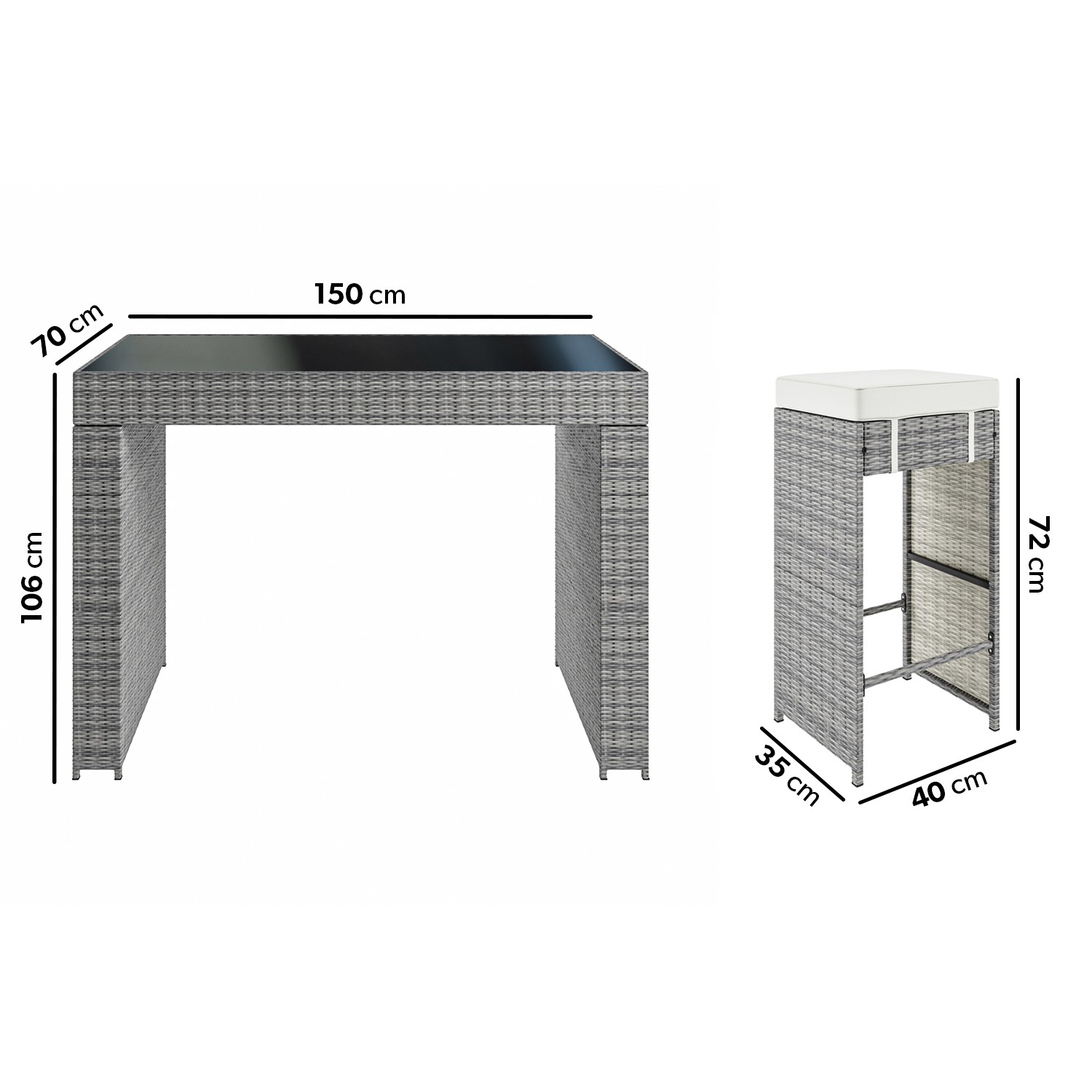 Natural Rattan Garden Bar Cube Set with 6 Stools – Fortrose