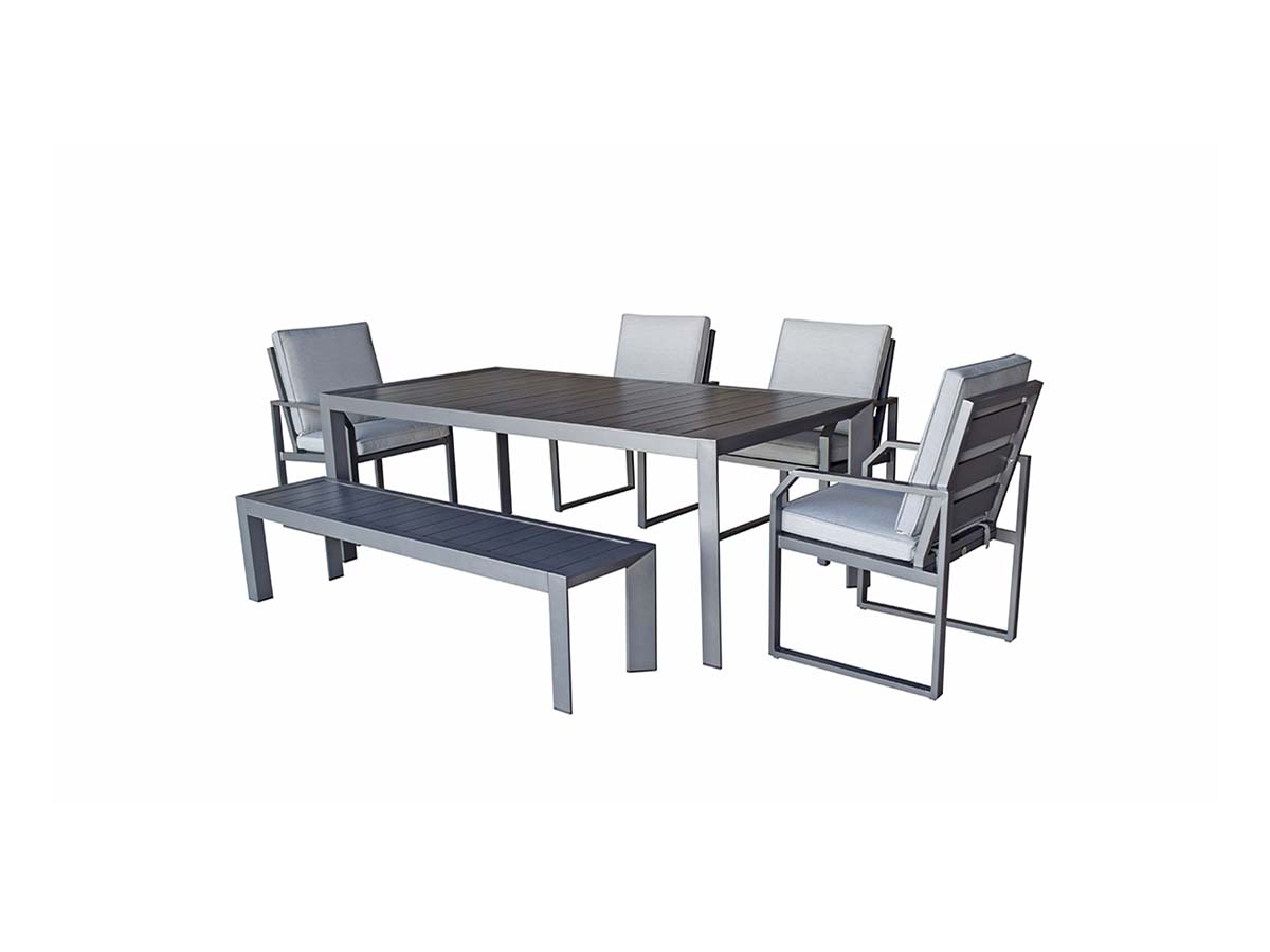 ALARNA Dining Set in grey powder coat
