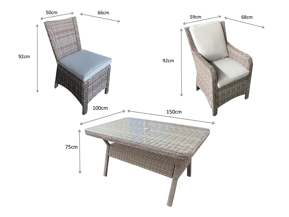 ALEXANDRA 6 Seat Rectangular Dining Set