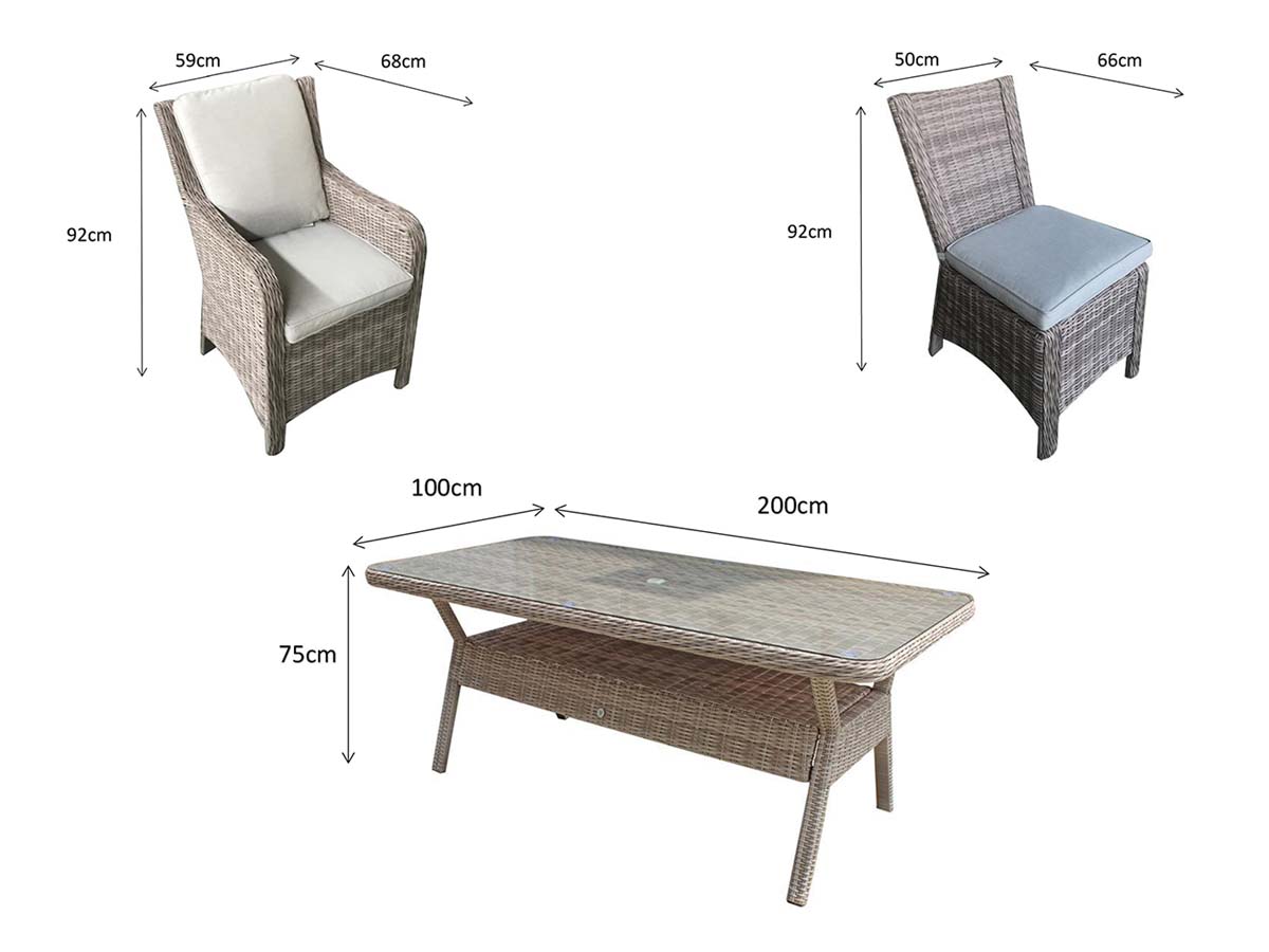 ALEXANDRA 8 Seat Rectangular Dining Set