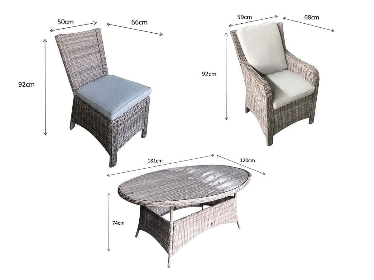 ALEXANDRA 6 Seater Oval Dining Set