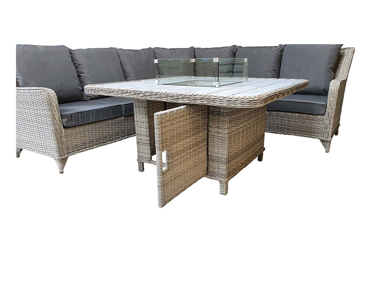 Meghan corner dining sofa with gas fire pit