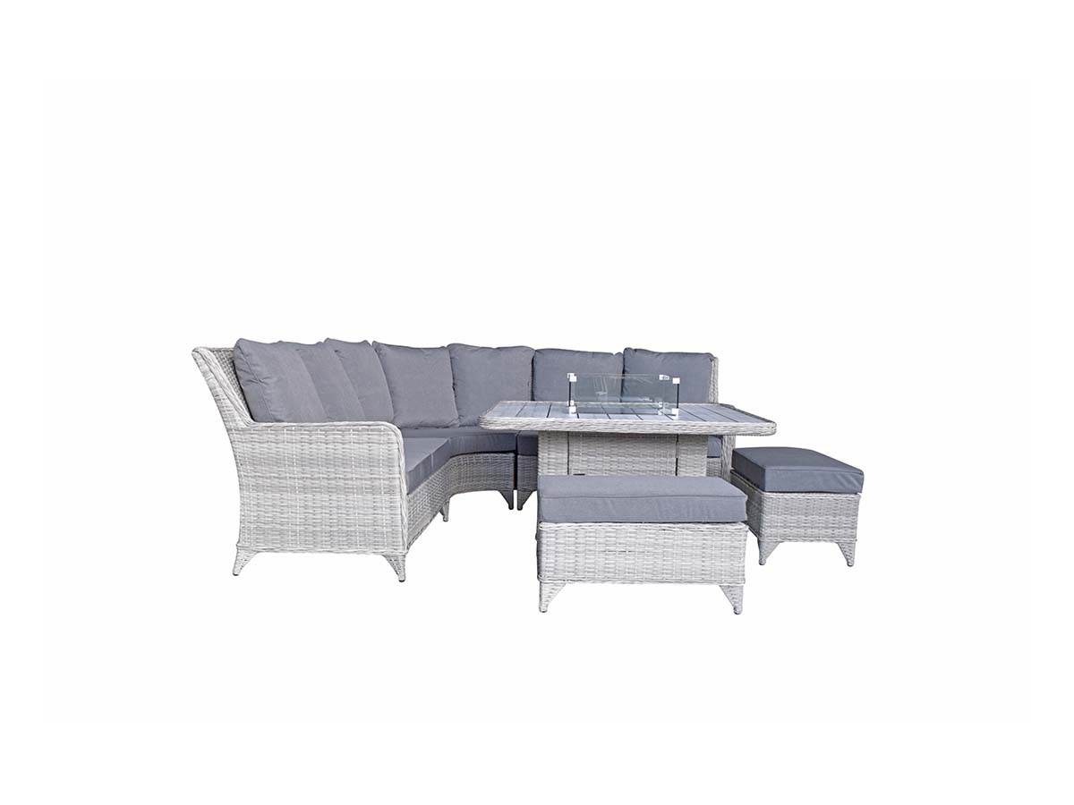 Meghan corner dining sofa with gas fire pit