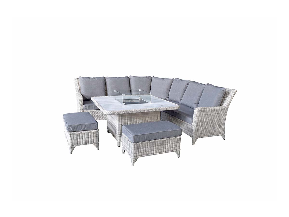Meghan corner dining sofa with gas fire pit