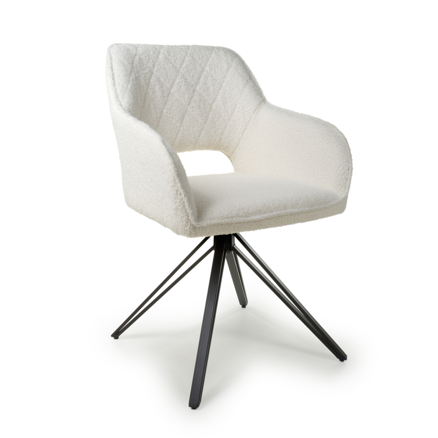 Lincoln Swivel Boucle White Dining Chair