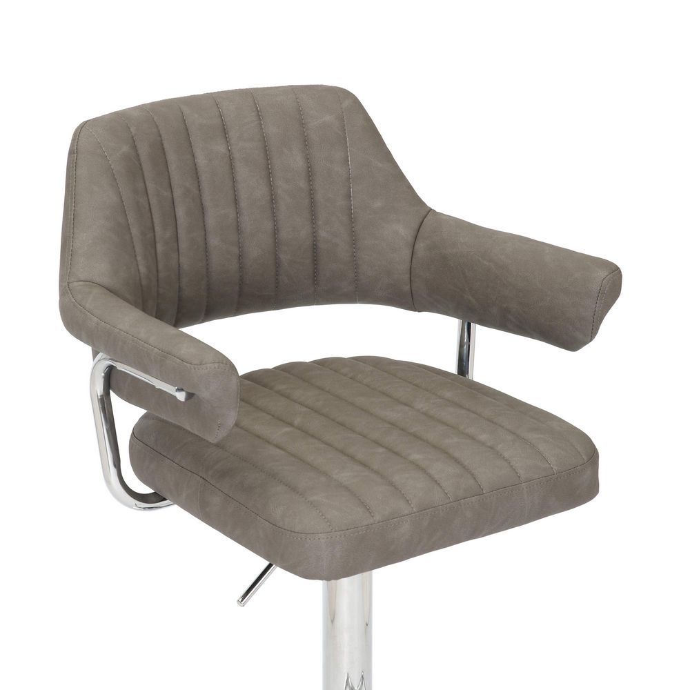 Cortez Leather Effect Charcoal Bar Stool