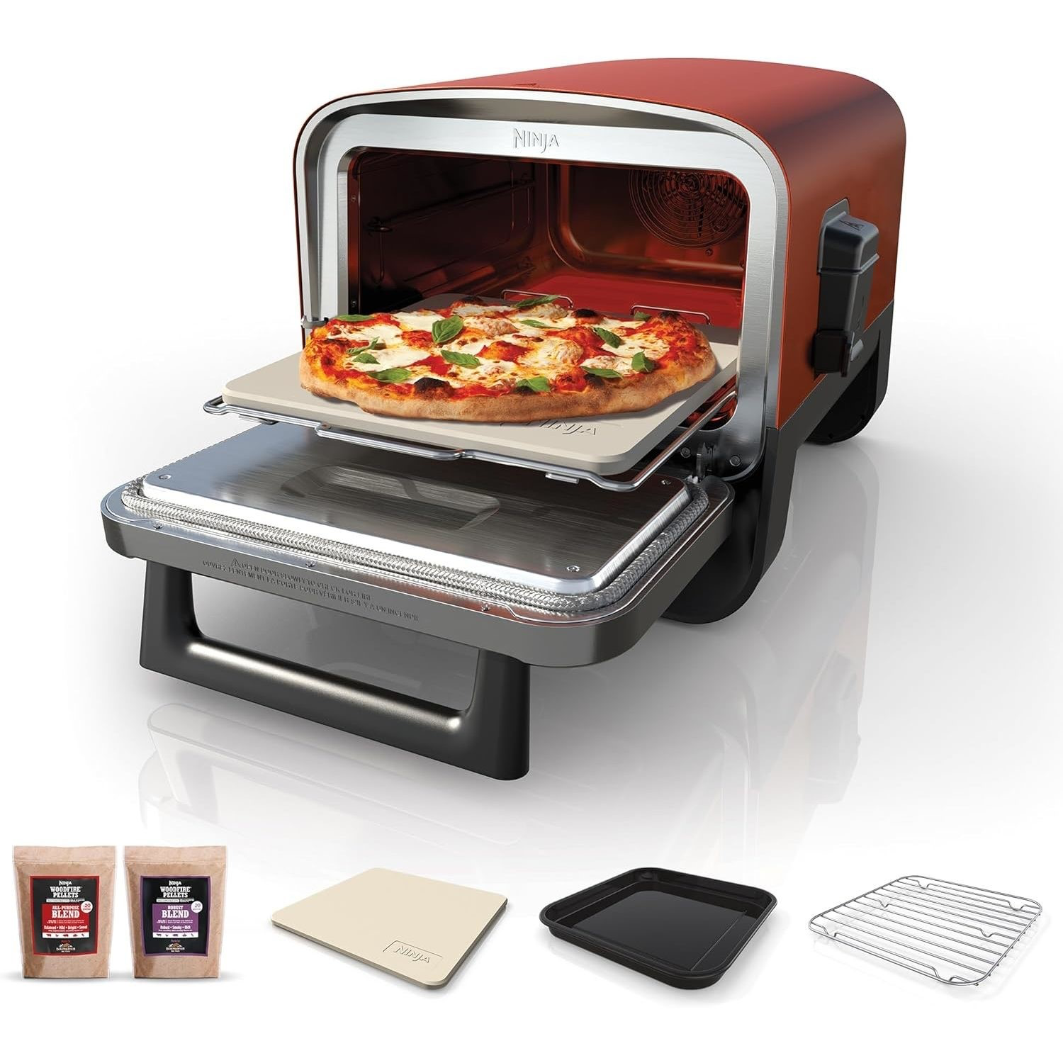Ninja Woodfire Outdoor Oven Artisan Pizza Maker and BBQ Smoker – Terracotta/Steel