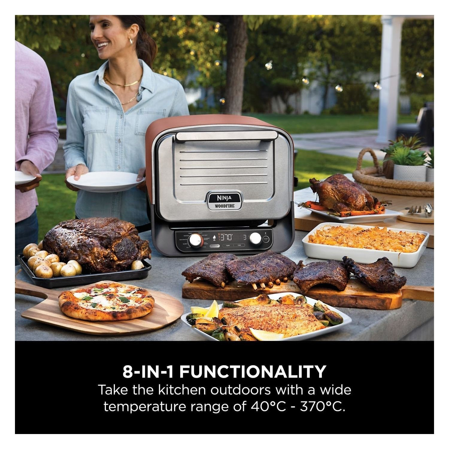 Ninja Woodfire Outdoor Oven Artisan Pizza Maker and BBQ Smoker – Terracotta/Steel