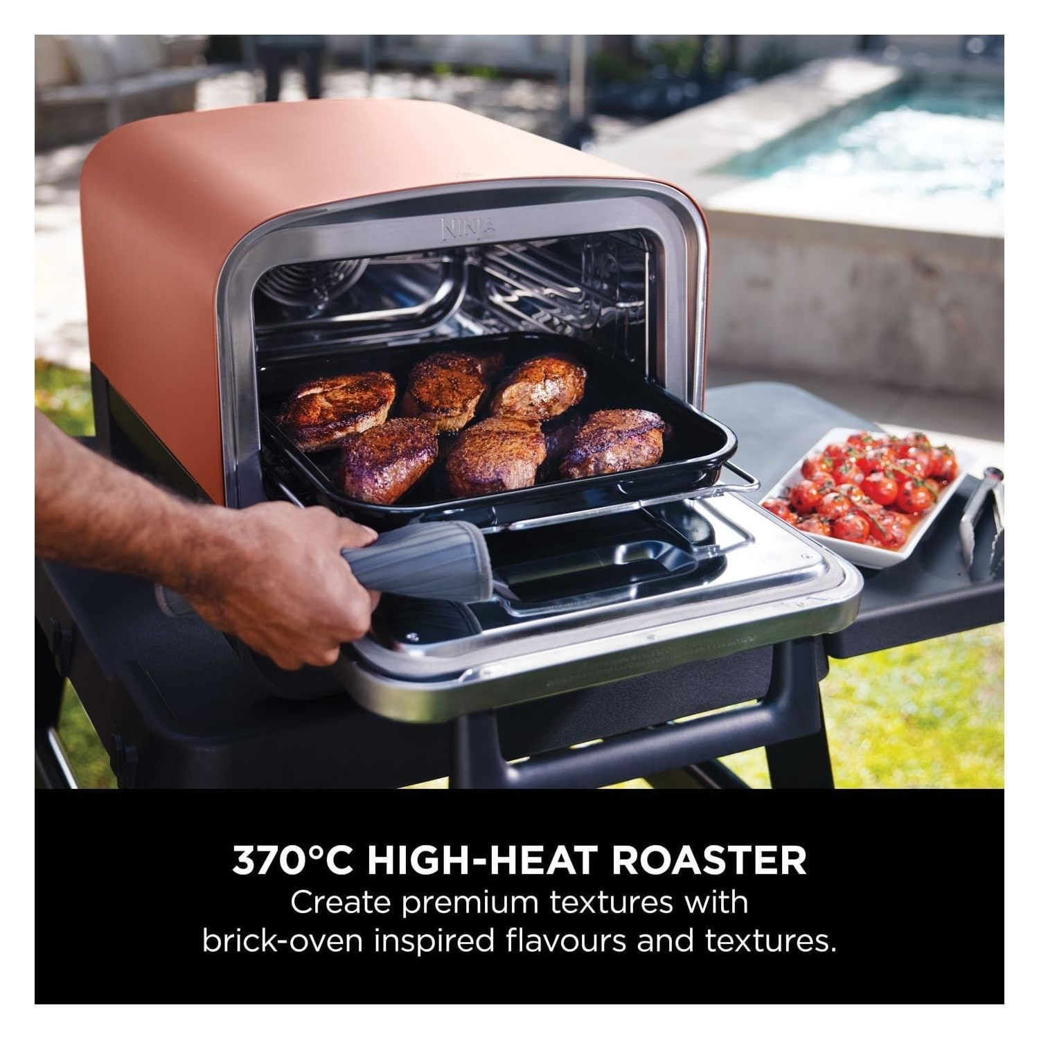 Ninja Woodfire Outdoor Oven Artisan Pizza Maker and BBQ Smoker – Terracotta/Steel
