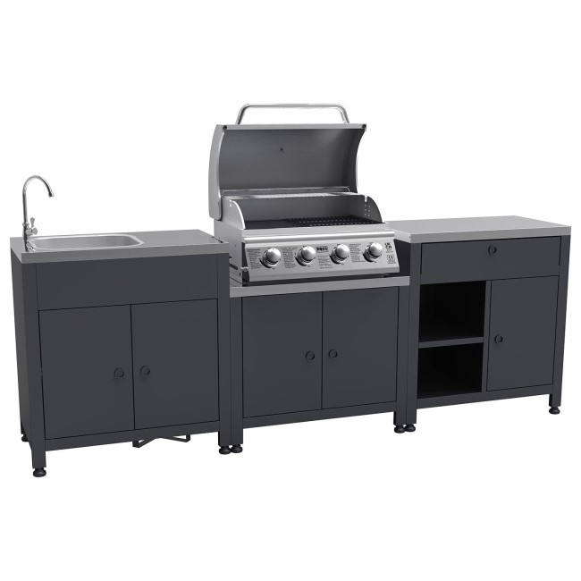 Texas All Star Outdoor Kitchen Modular – 4 Burner Gas BBQ Grill – Stainless Steel